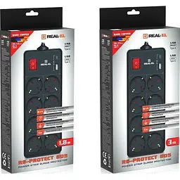 Мережевий фільтр живлення REAL-EL RS-PROTECT 805 3m, black (EL122300043) - мініатюра 10
