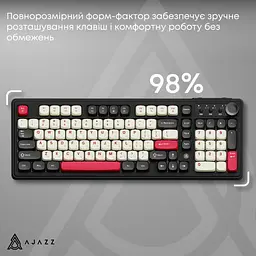 Клавіатура Ajazz AF98 Plus Wireless/Bluetooth/USB UA Black/White/Red (AF98-PLUS-BSR) - мініатюра 8