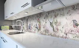 Вініловий кухонний фартух Happy Pocket Птахи в кольорах наклейка для кухні ПВХ фарби Бежевий 65х250 см Z181483 - мініатюра 6