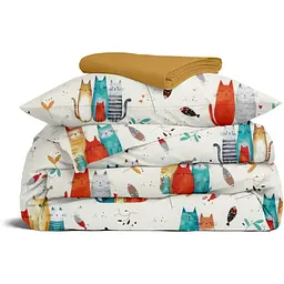 Комплект постільної білизни Cosas Color cats Підлітковий червоний (ColorCats_El80-16Mustard_155)