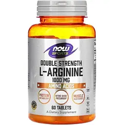 Аргінін NOW Sports L-Arginine 1000 mg Double Strength, 60 таблеток