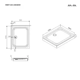 Душовий піддон Am.Pm Gem 100x80 см білий W90T-404-100280W, Білий, білий - мініатюра 4