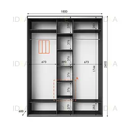 Шафа-купе Idea серія 2 180 x 60 x 240 см Антрацит - мініатюра 2