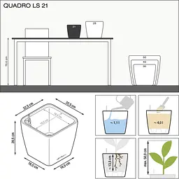 Вазон Lechuza Quadro Premium LS 21 чорний (16129) - мініатюра 3