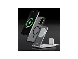 Бездротовий зарядний пристрій Maxco 3in1 15 W Folding Wireless Charger сірий (MW08) - мініатюра 7