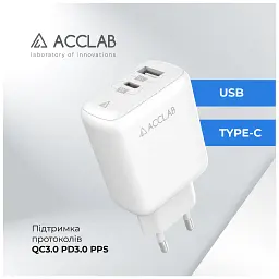 Зарядний пристрій ACCLAB AL-TC220 (1xUSB, 1xType-C) (1283126556494) - мініатюра 5