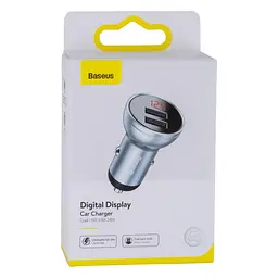 Зарядний пристрій для авто Baseus Digital Display 4.8 A 24 W CCBX-0S сріблястий