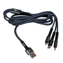 Кабель LogicPower USB to Type-C/Lightning/Micro-USB 3 в 1 QC 3.4A 1.2 м сірий - мініатюра 2