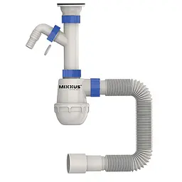 Сифон для кухонної мийки Mixxus SK-01-B з литим випуском та відведенням для пральної машини 1 1/2"×40 MI8191