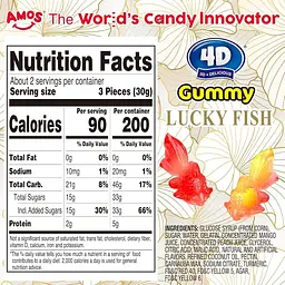 Жувальні цукерки Amos 4D Fruit Gummies Lucky Fish Peach Mango Flavour 112г - мініатюра 6