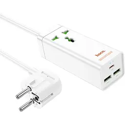 Мережевий зарядний пристрій подовжувач Hoco AC9A 2 USB/Type-C PD QC 30W 1 розетка 1.5m білий