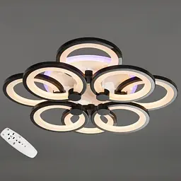 Стельова LED-люстра Diasha 8022/4+4BK 150W, Ø 52×13 см, 3 кольори світла, диммер, пульт