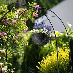 Горщик для рослин Keter Rattan Hanging Sphere з ланцюжками підвісний антрацит 8.6 л - мініатюра 5