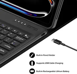 Чохол-клавіатура Jademall для планшета iPad Pro 13” M4 2024 чорний (SKU-006) - мініатюра 6