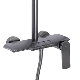 Душова система універсальна Qtap Slavonice на три споживача (з виливом) QTSLA111GMB45905 Gunmetal Black PVD, Шліфований чорний хром - мініатюра 3