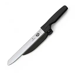Кухонний ніж Victorinox DUX лезо 21см хвил. з направляючою з чорн. ручкою