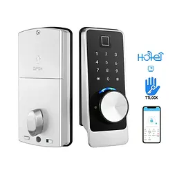 Замок біометричний автономний Trinix TRL-5203BTF Silver Right з Bluetooth, зчитувачем відбитків пальців і карт Mifare (65-00056) - мініатюра 1