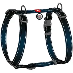 Шлея для собак Waudog Nylon Mono анатомічна H-подібна з QR паспортом світловідбиваюча L 50-90 см чорна