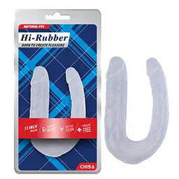 Двосторонній фалоімітатор Hi-Rubber Born To Create Pleasure 13 Inch 34 см прозорий - мініатюра 2
