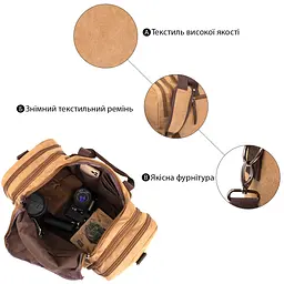Дорожня сумка текстильна 20666 Vintage коричнева - мініатюра 8