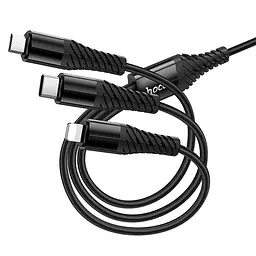 Дата кабель Hoco X123 Victory 3in1 Type-C to Lightning/Type-C/MicroUSB 3A (1m) Black - мініатюра 5