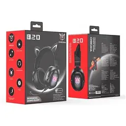 Бездротові навушники Onikuma B100 Bluetooth Gaming LED з кото вушками чорні - мініатюра 7