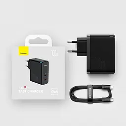 Мережевий зарядний пристрій Baseus GaN5 Pro Fast Charger Type-C+USB 100 W CCGP090201 Black - мініатюра 7