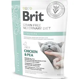 Сухий корм Brit GF VetDiet Cat Struvite для кішок, у разі сечокам'яної хвороби, з куркою та горохом, 400 г - мініатюра 8