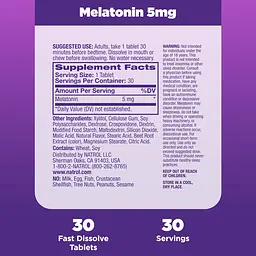 Мелатонін Natrol швидкорозчинний зі смаком полуниці 5 мг 30 таблеток - мініатюра 8