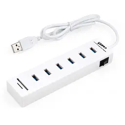 Концентратор Vinga 6xUSB2.0 + card-reader with switch 0.8m (VCP2H6USBCRSWWH)