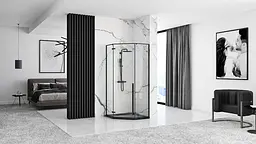 Душова кабіна Rea Diamond 80x80 black mat REA-K6900, Чорний матовий, Універсальна, прозорий - мініатюра 6