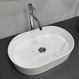 Умивальник VBI Verona накладний 50x34 см marble white glossy VBI-011330 - мініатюра 2