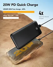 Портативний акумулятор VEGER V2708 20W 27000mAh black - мініатюра 2
