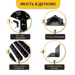 Стелаж з металевими полицями LEOBRO 150 х 75 х 30 см, 35кг/полиця, 4 полиці (LB-R125) - мініатюра 6