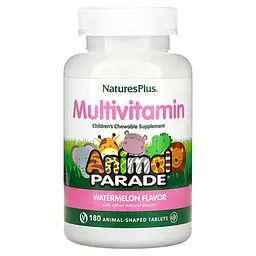 Вітаміни для дітей, Multi-Vitamin and Mineral, Animal Parade, смак кавуна, 180 Nature's Plus vit0001859