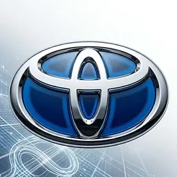 Емблема під склом Toyota Чорна із Синім Контуром 190х130 мм (на кліпсах) (Завод)
