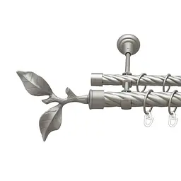 Карниз Orvit Листок Троянди металевий дворядний відкритий скручена труба кільце металеве Сатин 25\19 мм 300 см (00-00023679)