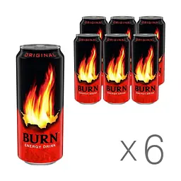 Напій енергетичний безалкогольний Burn Original з/б 0.5 л 6 шт.