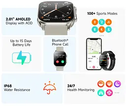 Смарт-годинник Smart Watch iMiki Frame2 AMOLED 2.01 (410x502) 300мАч Black - мініатюра 10