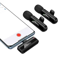 Мікрофон HOCO L20A Fair dual-mic wireless microphone(iP/Type-C) чорний - мініатюра 4