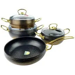 Набір каструль Casa Royal Gold Beaty G-UKR2020 із покриттям Bio Granit Чорний