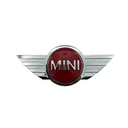 Емблема передня, задня Mini срібло+Червона 114x49мм метал (на скотчі)