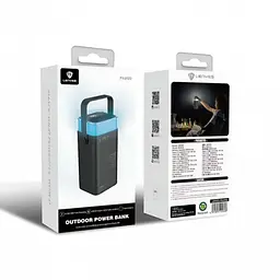 Зовнішній акумулятор Power Bank LENYES PX492D, 40000 мА·год, швидка зарядка PD 22.5W, RGB підсвітка, чорний - мініатюра 8