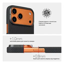 Защитный чехол для Apple iPhone 17 Pro Max, BlackIcon Kevlar MagCase, кевларовый, черный, панель, накладка с поддержкой MagSafe, противоударный, защита всего корпуса, усиленные углы, совместим с беспроводной зарядкой, ArmorStandart (ARM88531) - мініатюра 6