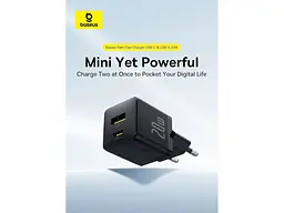 Мережевий зарядний пристрій BASEUS Palm Fast Charger 20 W Type-C to Type-C cable Black (P10111608113-01) - мініатюра 11