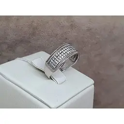 Срібне кільце Агні Річка Широка з фіанітами. 1578/9Р-CZ 17,5 - мініатюра 3