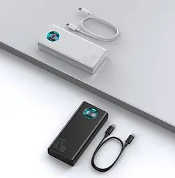 Зовнішній акумулятор (павербанк) Baseus Amblight Digital Display Quick Charge 65W 30000mAh White (PPLG-A02, PPLG000102) - мініатюра 4