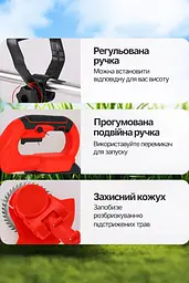 Акумуляторний тример для трави 24 В з колесами, 3 насадками та телескопічною ручкою - мініатюра 8