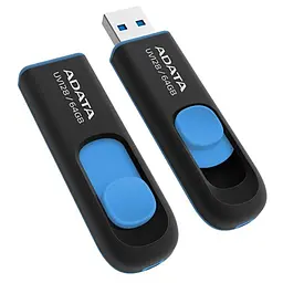 USB-флешнакопичувач ADATA 64Gb UV128 чорно-синій USB 3.0 (AUV128-64G-RBE)