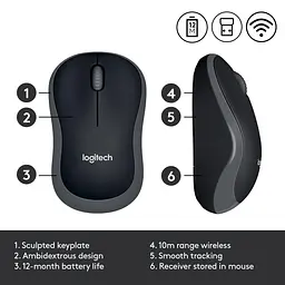 Mишка бездротова Logitech M185 (910-002238) Grey USB - мініатюра 9